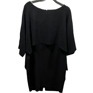 ADRIANNA PAPELL Dress NWT Womens 12‎ Black Sheath Attached Cape Evening Cocktail